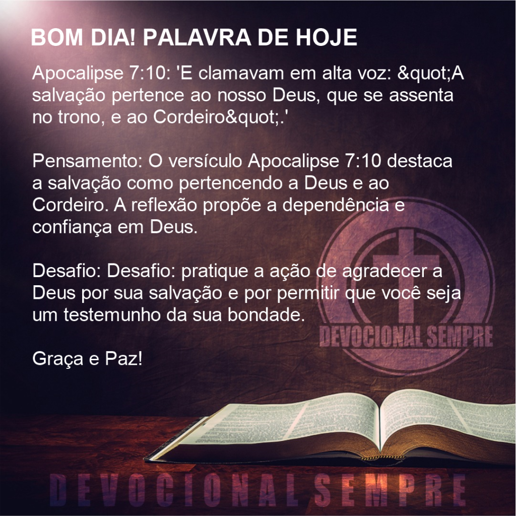 A Salvação Pertence ao Nosso Deus
