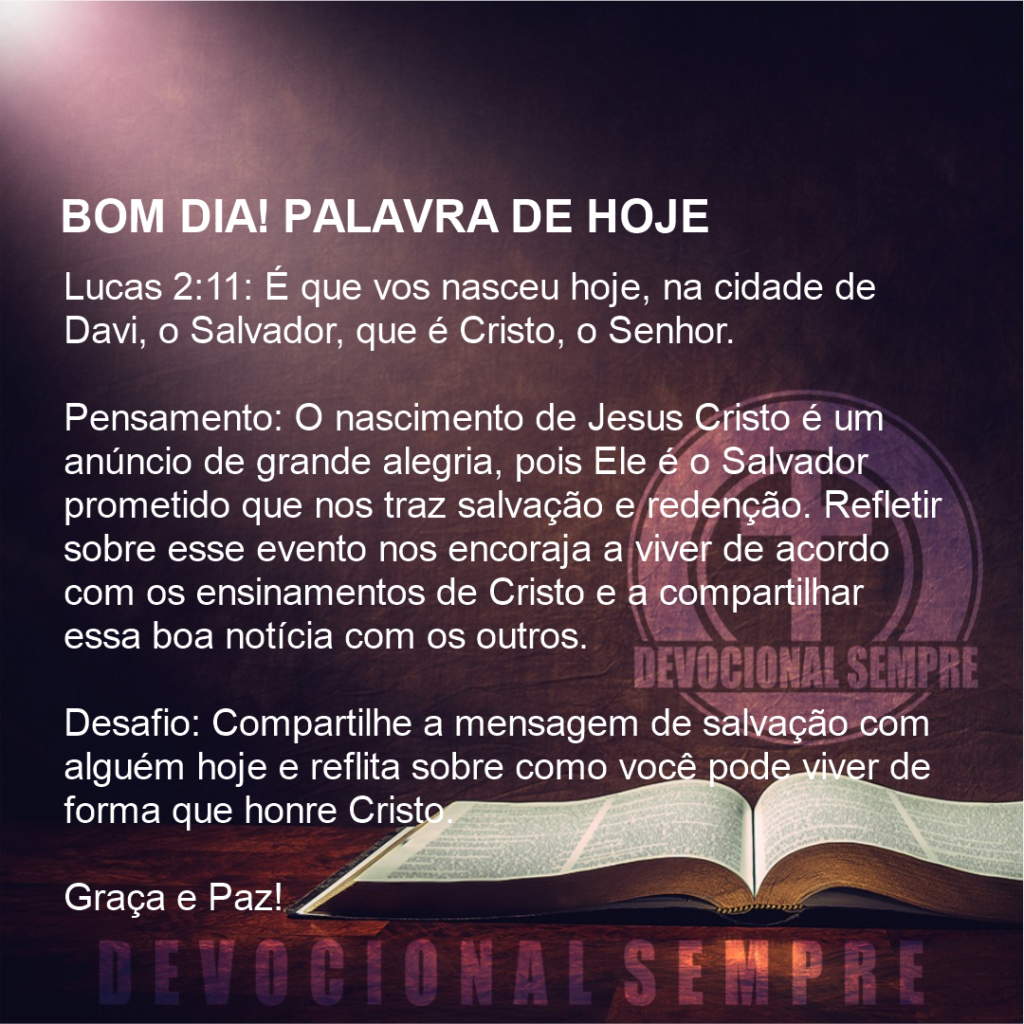 O Salvador nasceu hoje